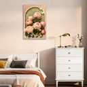 Vintage Blush Pink Peony Floral Canvas Wall Art Soft Warm Flower Wall Decor, 24"L x 16"W