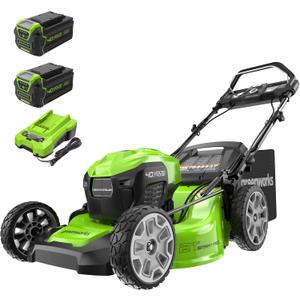 Greenworks 40V 21" Brushless Cordless (Smart Pace / Self-Propelled) Lawn Mower (75+ Compatible Tools), (2) 4.0Ah Batteries and Charger Included