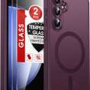 LeYi for S23-FE Case:     [Mag-Safe Fit] with Screen Protector, Frosted Translucent Soft-Touch Skin & Military-Grade Protection para S23FE, Wine Red (Galaxy S23 FE (6.4 inch))