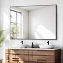 BONEWEI Bathroom Mirror,36x48 inch Large Wall Mirror for Bathroom Wall Mounted Black Rectangle Corner Mirrors,Black Bathroom Mirror for Living Room,Farmhouse,Bedroom Entryway,Horizontal/Vertical