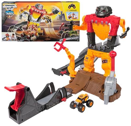 Monster Jam Smash & Bash SmashBot Playset with Launcher, Exclusive 1:64 Scale Monster Truck, 15-Inch Repairable Robot, Kids Toys for Boy and Girls Ages 3 and up