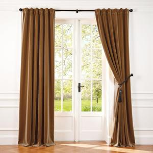 Velvet Blackout Curtains Thermal Insulated Room Window Drapes Super Soft Luxury Curtains for Living Room Bedroom Rod Pocket 2 Panels, Gold Brown, 52" W x 84" L