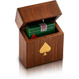 Birthday Gift Ideas Handcrafted Classic Wooden Playing Card Holder Deck Box Storage Case Organizer With Premium Quality 'Ace' Playing Cards Anniversary Housewarming Gift Ideas For Men & Women (Spade)