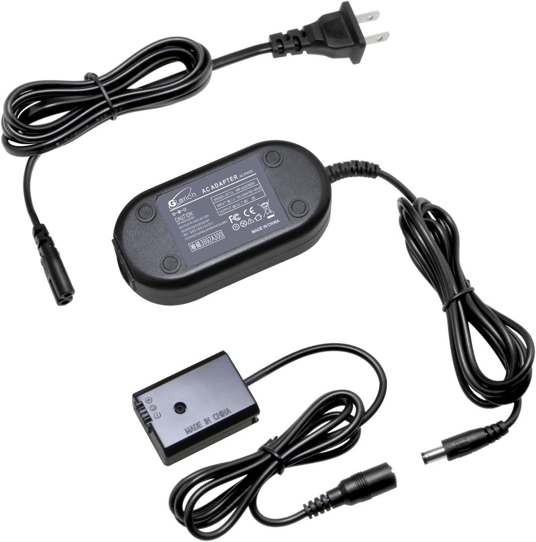 Glorich AC-PW20 AC Power Adapter NP-FW50 Dummy Battery Compatible with Cameras Sony Alpha ZV-E10 A7 A7R A7S A7II A7RII A7SII A6500 A6400 A6300 A6100 A6000 A5100 A5000 RX10 II III IV NEX-3 NEX-5 NEX-7