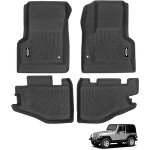 Custom Fit Floor Mats for Jeep Wrangler TJ Floor Mats 1997-2006, All Weather TPE Floor Liners, Odorless Full Set Interior Accessories