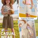 Oakgarden 3 Pack Girls Linen Bermuda Shorts | Knee Length, Elastic Waist, Casual, Loose Fit, Summer, with Pockets, Soft, Breathable, Lightweight, Stretchy, Cute