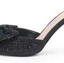 Lauren Lorraine Lolly Rhinestone Bow Slip-On Mule Formal Pump Prom Dress Sandals (7.5, Black)