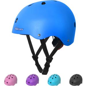 Kids Youth Bike Helmet - Lightweight and Safe Helmet for Boys and Girls Toddler, Adjustable Multi-Sport Helmets for Skateboard Skate Scooter (Small (18.1''-19.7''), Matte Blue)