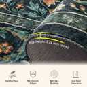 Woaboy Washable 2x6 Runner Area Rug, Hallway Kitchen Bedroom Beside Laundry Room Bathroom RugNon-Slip Low Pile Stain Resistant Soft Carpet for Vintage Boho Floral Home Decor Dark Green/Navy/Black