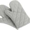 Oven Mitts, Premium Heat Resistant Kitchen Gloves Cotton & Polyester Quilted Oversized Mittens, New Gray