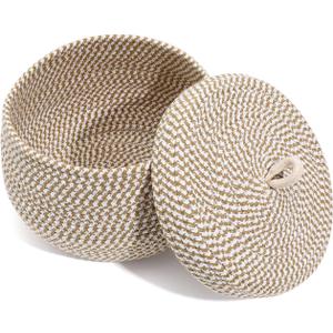 Hemoton Rope Storage Basket Lidded Basket Nursery Storage Container Rattan Storage Basket Wicker Basket with Lid Decor Multifunctional Storage Baskets Baby Diaper Rack Cotton Rope Cute