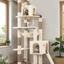 Globlazer Heavy Duty Cat Tree Tower, 70inch Sturdy Cat Tree for Indoor Cats Sturdy Large Cat Tower with Scratching Post and Scratching Board, Hammock, Cat Condo for Adult Cats Kittens, F70 Pro, Beige