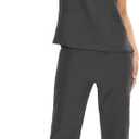 COZYFIT Scrubs for Women Set Medical Uniform - V-Neck Top & Straight Leg Pants with 9 Pockets, Unisex Workwear (XX-Large, Dark Grey)