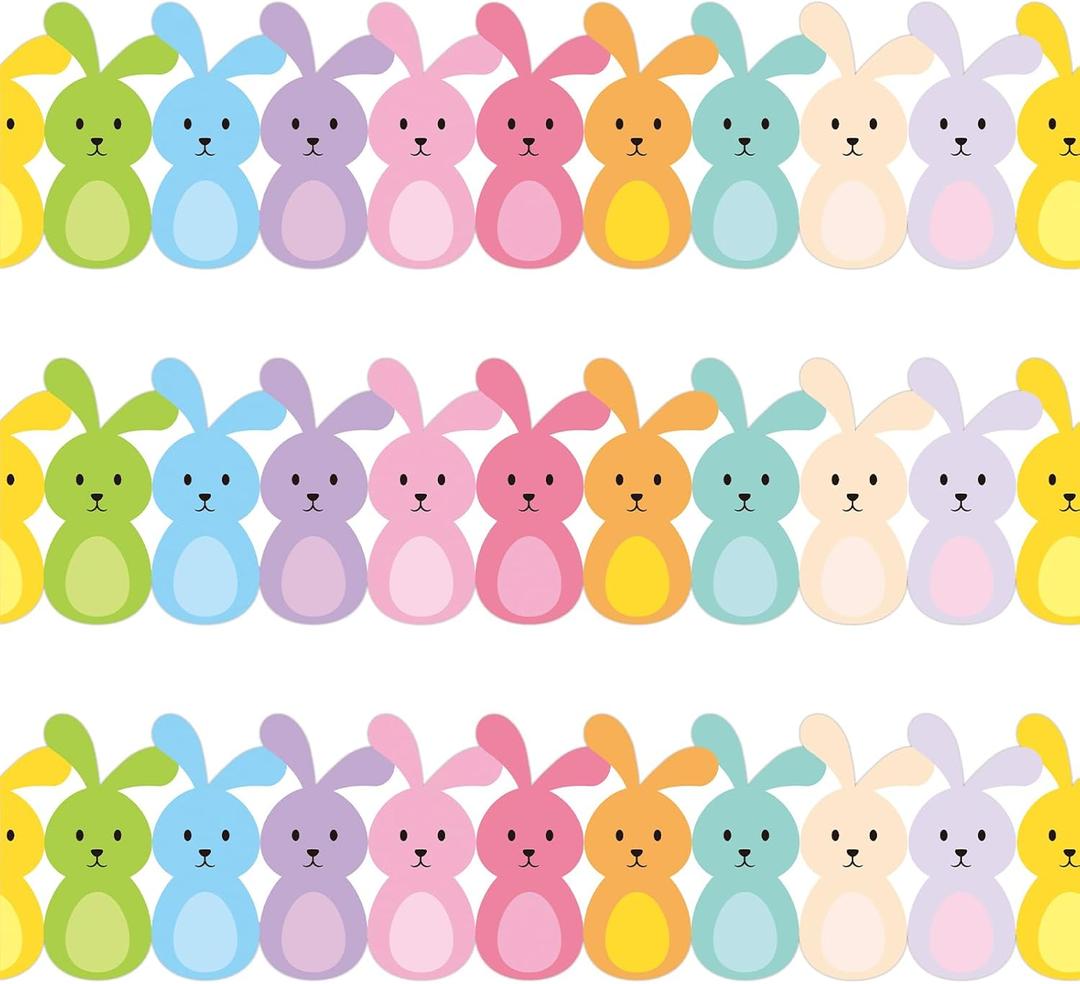 72 Feet Easter Bunny Carrot Bulletin Board Borders Pink Rabbit Borders Trim for Spring Bulletin Board Wall Decoration (Bunny)