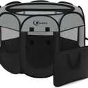 Dark Grey Puppy Playpen for Large Dog Cat, Dogs Tent Crates Cage Indoor/Outdoor, Portable Pop Up Dog Kennel with Carrying Bag for Rabbits, (Dark Grey, Large)