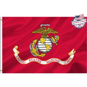 Heavy Duty 2x3 USMC Flag - Double Sided, 100% Polyester, Outdoor - Marine Corps Emblem, Includes 2 Brass Grommets