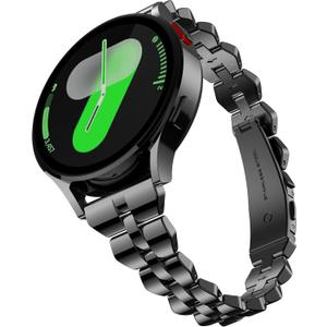 GELISHI 20mm Watch Bands Compatible with Galaxy Watch 7 6 5 4 Band 40mm 44mm for Women, Slim Stainless Metal Band Quick Release Strap for Galaxy Watch 6 Classic 43mm 47mm/Watch 4 Classic 42mm 46mm (Black)