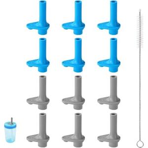 16Mcsouthpiece with Cleaning Brush, BPA-Free, Compatible with Zak Reusable Straw Cup Accessories (Blue, Gray)