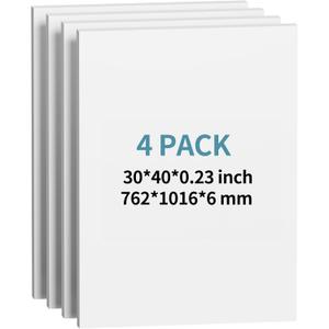 4 Pack Foam Board 30"x40", 0.23 Inch Thickness White Poster Board, Double-Sided Acid-Free Foam Core Board, Large Lightweight Polystyrene Mat Board for Painting, Display, Craft & School Projects