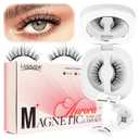 Magnetic Eyelashes with Applicator, Magnetic Eyelashes Natural Look,Reusable Magnet Lashes No Glue Needed Soft Lashes Kit