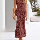ZESICA Women's Summer Floral Sleeveless Bodycon Dress 2026 Square Neck Ruched Wedding Guest Party Maxi Dresses (M)