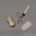 Lucrum Compatible with Tesla Model 3 S Y Key Fob Cover & Leather Keychain - TPU Keyfob Case for Model 3/S/Y (White)