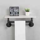 MBQQ Industrial Pipe Shelf Bathroom Shelves Wall Mounted,19.6in Rustic Wood Shelf with Towel Bar,1 Tier Farmhouse Towel Rack,Pipe Shelving Floating Shelves Towel Holder,Black & White