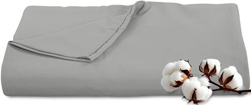 Royale Linens 300 Thread Count 100% Long Staple Combed Cotton Flat Sheet - Super Soft - Top Sheets - Queen Flat Sheet Sold Separately - Breathable, Cool & Crisp Percale Sheets Only (Queen, Silver)