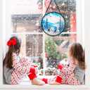 ERMCDFHC Stained Glass Window Hanging, Skiers in Winter Mountains Design Round Sun Catchers Glass Panel Suncatcher Decor for Home, 7.8Inch. (028)