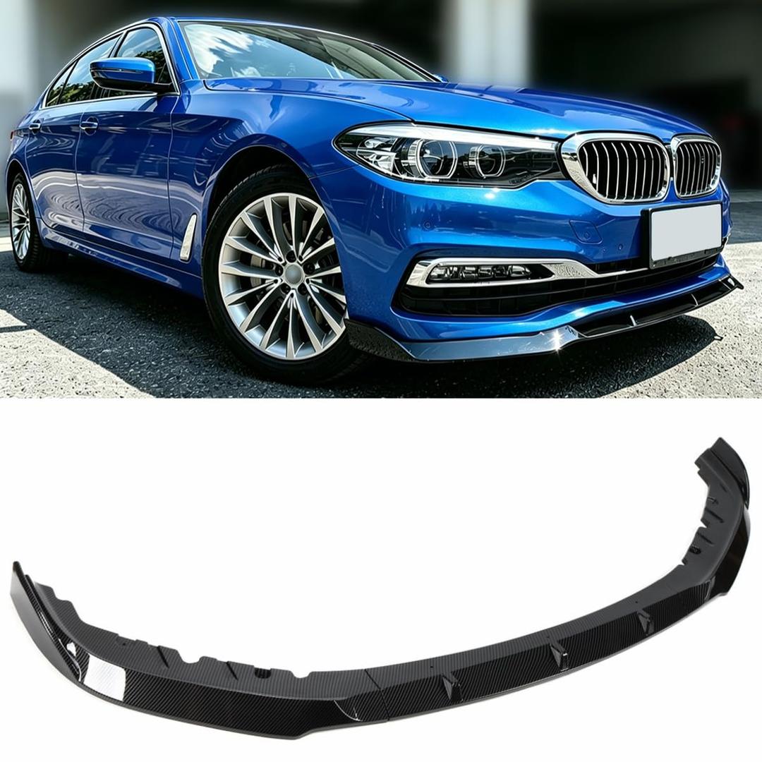 Front Lip Fits for 2017-2020 BMW G30 5 Series Base Pre-LCI, Fits for 520i 530i 530e 535i 540i, V Style Bumper Air Dam Lower Chin Spoiler Splitter, Protection Body (Gloss Black) - WheelX