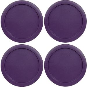 Replacement Lids for Pyrex 4-Cup Glass Food Storage Container Bowls, 6-Inch Plastic Round Lids Covers fits Pyrex 7201-PC, Airtight & Leakproof (4-Pack, Purple)