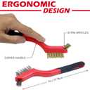 TAKAVU Small Wire Brush Set, 3 Different Brush Types Brass - Stainless Steel - Nylon Wire Brushes for Cleaning with Curved Handle Grip for Rust Removal, Dirt, Paint Scrubbing