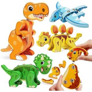 MTTIERY 5PCS Dinosaur Snap Together Building Toys, Wooden Dinosaur Toys for Kids 3-5, 5-7, STEM Preschool Learning Activities Fine Motor Skills Dino Toys, Gifts for 3 4 5 6 Year Old Boys Girls Kids MTTIERY 5PCS Dinosaur Snap Together Building Toys, Wooden Dinosaur Toys for Kids 3-5, 5-7, STEM Preschool Learning Activities Fine Motor Skills Dino Toys, Gifts for 3 4 5 6 Year Old Boys Girls Kids