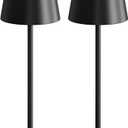 uuffoo 2 Pack Rechargeable Table Lamp Cordless Battery Operated Lamps Shower Lamp Bathroom Lamp with 3 Colors Stepless Dimming, Desk Lamp for Restaurant, Patio, Bedroom, Bar (Black)