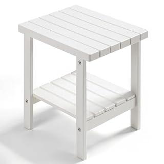 Fade & Crack Resistant Double Tier HDPE Adirondack Side Table, Poly Lumber Multi-Layer Storage End Table, Sturdy Small Accent Table for Patio Porch Backyard Deck Garden