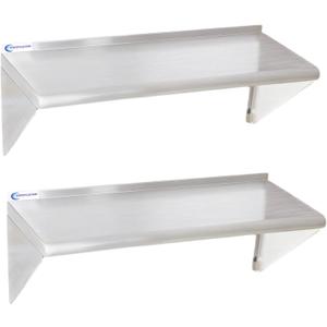 2 Pack Stainless Steel Shelf 18"x48" 400LB, Commercial Stainless Steel Shelves Wall Mounted, Heavy Duty Metal Floating Shelving for Home Kitchen, Restaurant, Garage