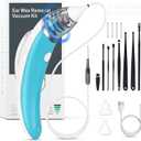 Ear Vacuum Ear Wax Removal Kit with 5 Levels Strong Suction, USB Rechargeable Reusable Electric Ear Suction Vacuum Tool for Adults and Kids (Blue)