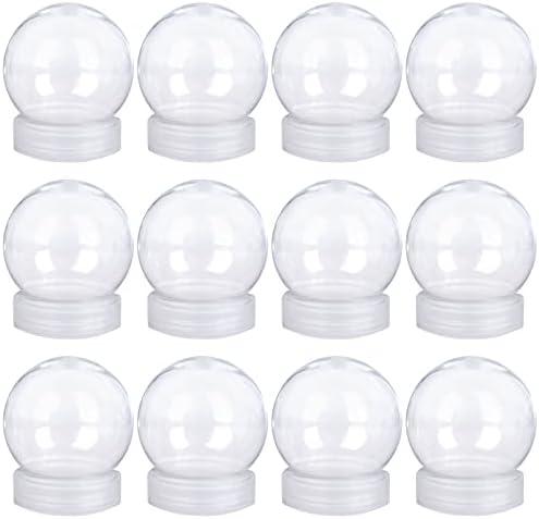 Aweyka 12 Pieces DIY Water Globe Snow Globe 2.7 Inch (69mm) Height Clear PET Plastic with Screw Off Cap for DIY Crafts Christmas Decoration