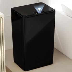 Bathroom Small Trash Can with Lid, 4 Gallon Touchless Automatic Garbage Can Slim Waterproof Motion Sensor Smart Trash Bin for Bedroom, Office, Living Room-Black