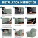 H.VERSAILTEX Recliner Chair Cover Velvet 1-Piece for Large Recliner, Soft Thick Luxury Furniture Protector with Elastic Bottom, Anti-Slip Foams Attached (Sea Grass, Large)