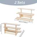 AHANDMAKER 2set 3 Tier Wooden Display Shelves, Straight Retail Display Stand with 3 Steps Self Assembled Solid Wood Products Rack for Vendor Events Tradeshows Jewelry Market Home Decoration