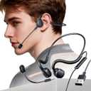 USB Headset with Mic for PC Gaming, Open Ear Headphones for Long Wear Comfort, Computer Headset with Noise Canceling Boom Mic & Stereo Sound for Laptop, Streaming, MS Teams, Call Center & More (Black)