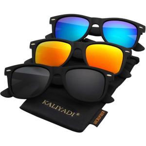 KALIYADI Polarized Sunglasses for Men and Women Matte Finish Sun glasses Color Mirror Lens UV Blocking (3 Pack)