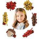 3 x GREENTEA 6 Pack Glitter Fall Leaves Hair Clips Set, Autumn Theme Acorn and Maple Leaf Design, Brown Red Gold Colors for Girl Woman Decor