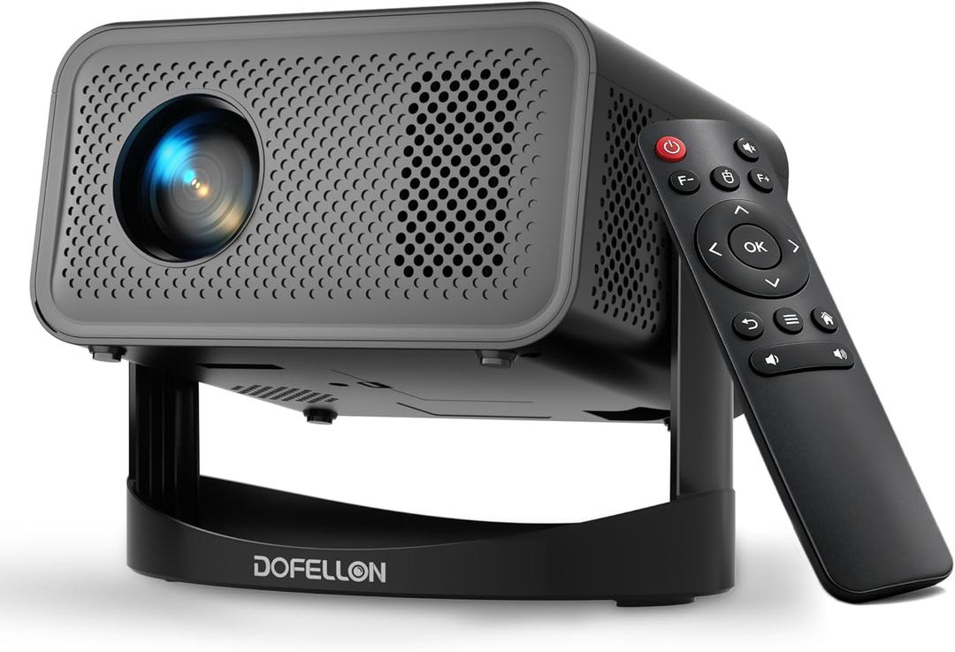 [Builtin Apps & 2026 Upgraded] Mini Projector with Wifi and Bluetooth Portable,Native 1080P 4K Support Auto Keystone Movie Projector Compatible with TV Stick/HDMI/USB, 360° for Bedroom, Outdoor Use