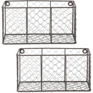 DII Chicken Wire Collection Farmhouse Vintage Wall Baskets, Small Basket, Vintage Grey