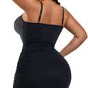Womens Plus Size Sexy Ruched Bodycon Dress Sleeveless Square Neck Club Party Dresses (XL)
