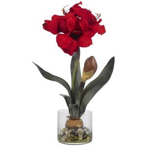Nearly Natural Amaryllis with Round Vase