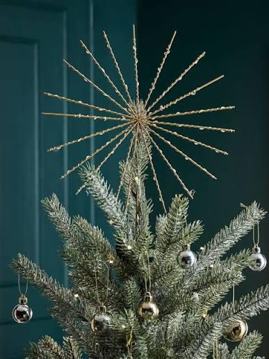 Holiday Home Led Starburst Tree Topper, Gold, 15 White Warm LED Lights 10.5 in W x 14 in H x 1.25 in