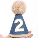 Simple 2nd Birthday Hat - Second Cone Hat,Two Years Old Decor Photo Props,Party Crown Outfit for Girls/Boys